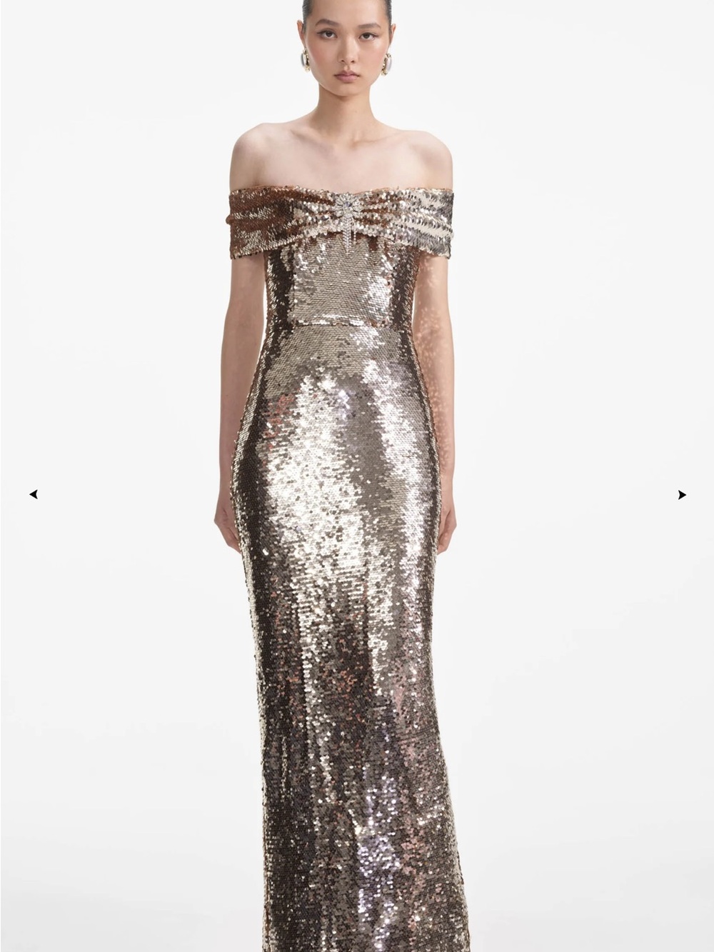 Self-Portrait Strapless Sequined Gown in Gold